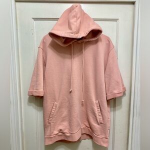 Zara Short Sleeve Pullover Hoodie Sweatshirt Size XL Color Soft Pink